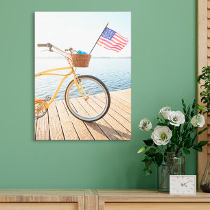 Wasser   Fahrrad am See Leinwanddruck