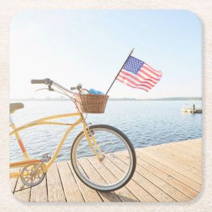 Wasser   Fahrrad am See Rechteckiger Pappuntersetzer