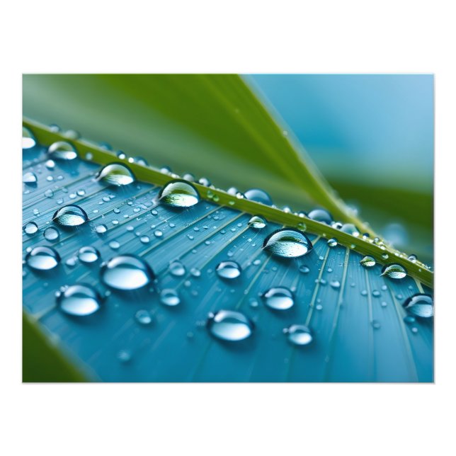 Wasser fällt auf Blätter Fotodruck (Vorne)