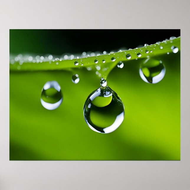 Wasser fällt auf Blätter Poster (Vorne)