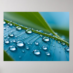 Wasser fällt auf Blätter Poster