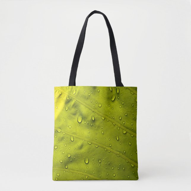 Wasser fällt auf grünes Blatt Tasche (Vorderseite)