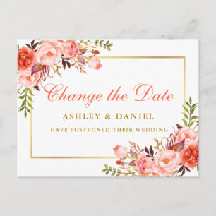 Wasser-Farbe Korallen Blütengold ändern Datum Postkarte