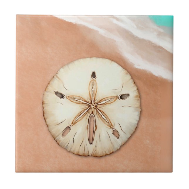 Wasser Farbe Sand Dollar am Strand Fliese (Vorderseite)