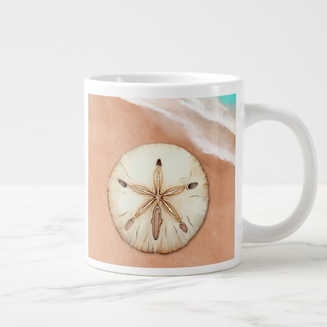 Wasser Farbe Sand Dollar am Strand Jumbo-Tasse (Rechts)