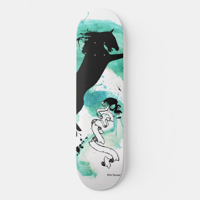 Wasser-Farbpferd - Skateboard (Vorderseite)