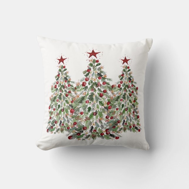 Wasser-Farbweihnachtsbaum 20"" Kissen x20 (Vorderseite)