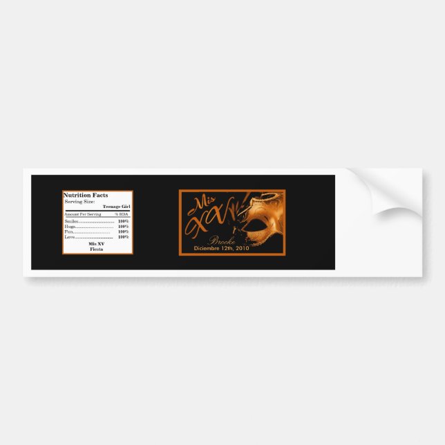 Wasser Flasche Mis XV Orange Black Autoaufkleber (Vorne)