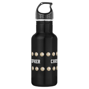 Wasser-Flasche, personalisiert, Baseball, schwarz Trinkflasche