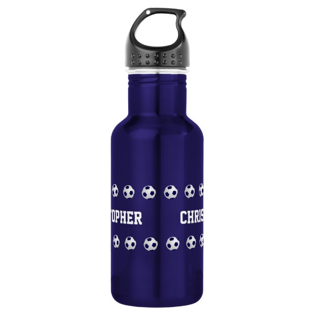 Wasser-Flasche, personalisiert, Fußball, blau Trinkflasche (Vorderseite)