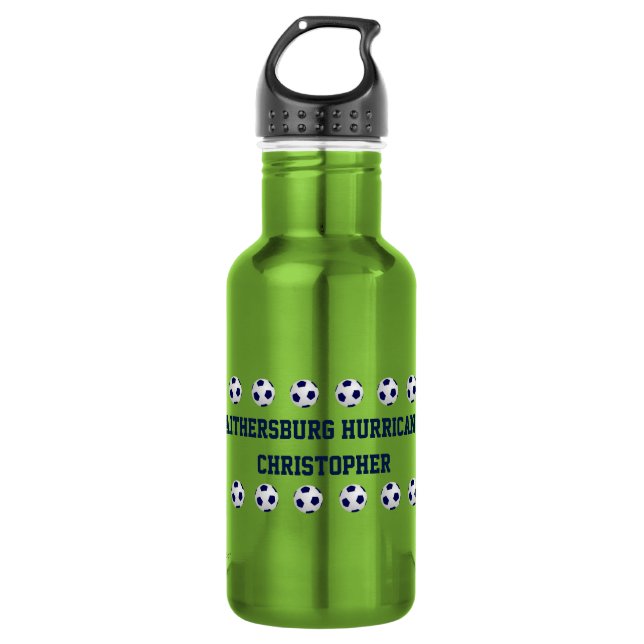 Wasser-Flasche, personalisiertes Fußball-Team, Edelstahlflasche (Vorderseite)