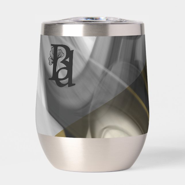 Wasser Flasche Trend Abstrakt Art Schwarz-weiß Gol (Vorderseite)