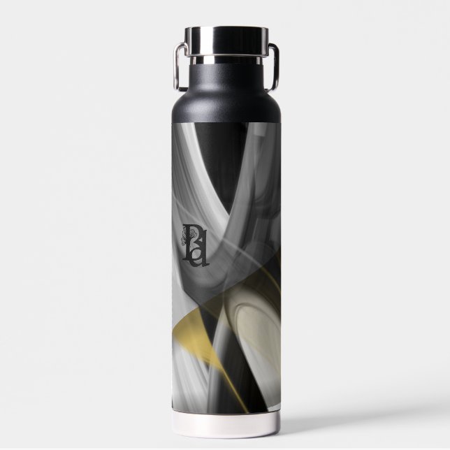 Wasser Flasche Trend Abstrakt Art Schwarz-weiß Gol (Vorne)