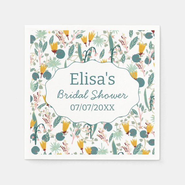 Wasser Garten Florale Brautparty Süß INDIVIDUELL Serviette (Vorderseite)