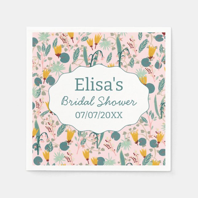 Wasser Garten Florale Brautparty Süß INDIVIDUELL Serviette (Vorderseite)
