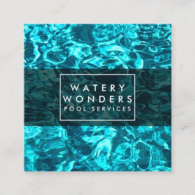 Wasser Glitzern Schwimmbad Reiniger Gärtner Quadratische Visitenkarte (Vorderseite)