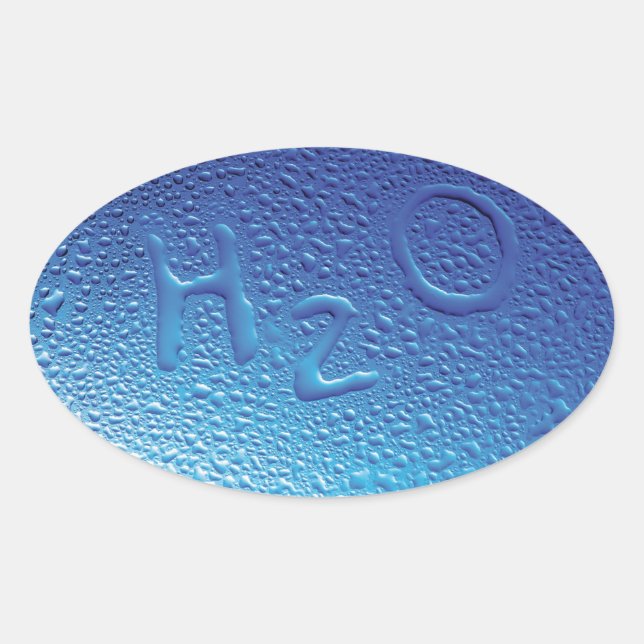 Wasser, H2O, blau Ovaler Aufkleber (Vorderseite)