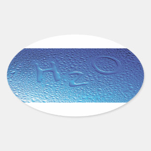 Wasser, H2O, blau Ovaler Aufkleber