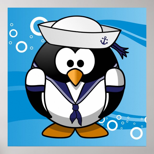 Wasser-Hintergrund des Sailor Pinguin Poster (Vorne)