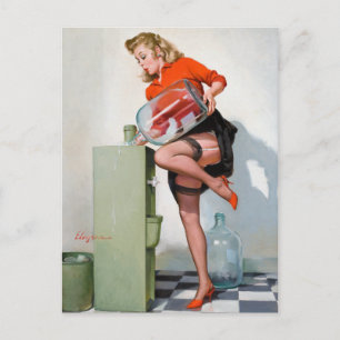 Wasser-Kühler Pin Up Postkarte