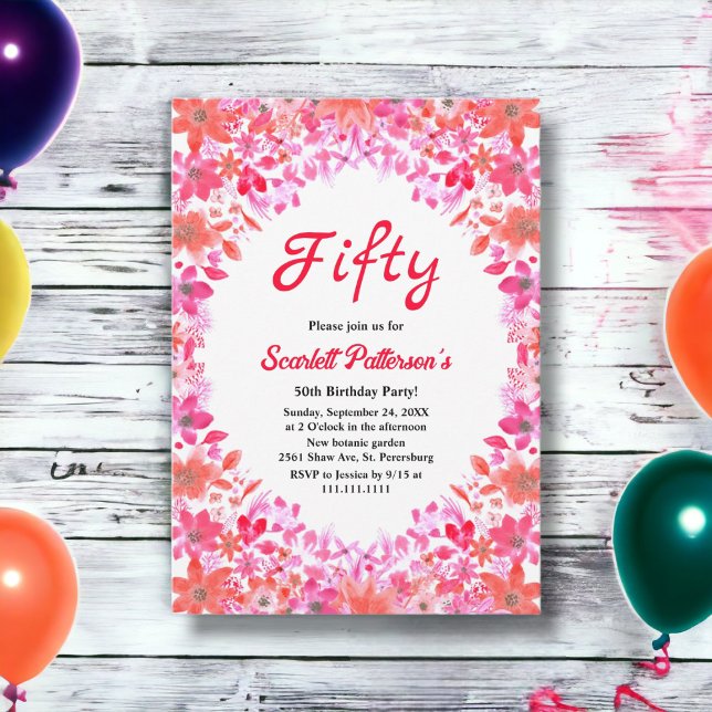 Wasser Land Sommer Flora 50. Geburtstag Einladung (Von Creator hochgeladen)