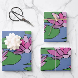Wasser Liege Garten Blumen Geschenkpapier Set