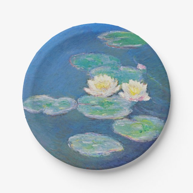 Wasser-Lilien, Abends-Effekt durch Monet Pappteller (Vorderseite)