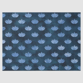 Wasser Lilien auf dunkelblauer Decoupage Seidenpapier