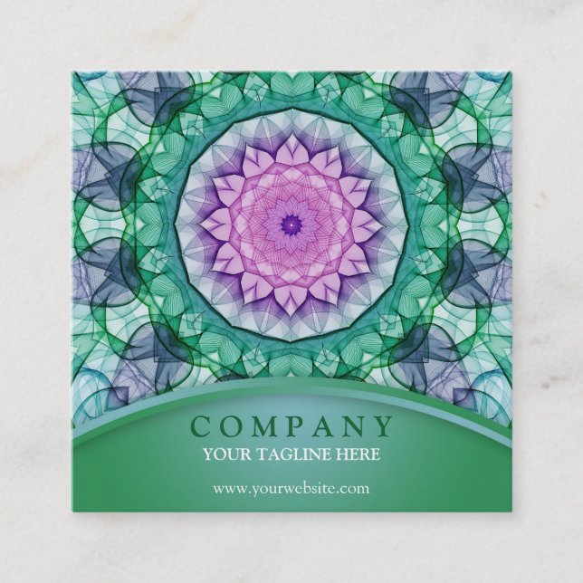 Wasser-Lilien-Mandala Quadratische Visitenkarte (Vorderseite)