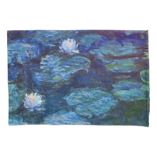 Wasser-Lilien-Teich in blauer Monet schöner Kunst Kissenbezug