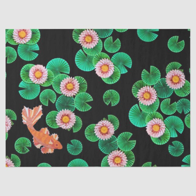 Wasser-Lilien und Koi-Fischteppich Seidenpapier (Vorderseite)
