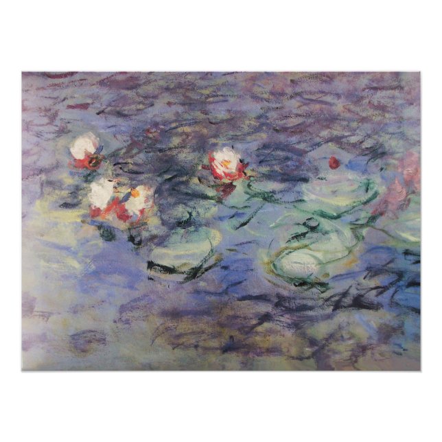 WASSER LILILIES IN PINK BLAUE POND VON Claude Mone Poster (Vorderseite)