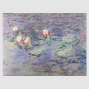WASSER LILILIES IN PINK BLAUE POND VON Claude Mone Seidenpapier
