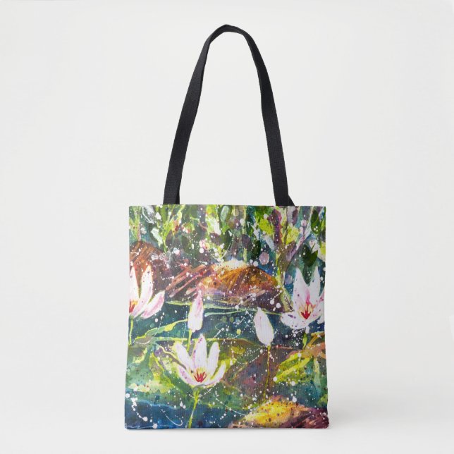 Wasser Lilly Teich Watercolor-Taschentasche Tasche (Vorderseite)