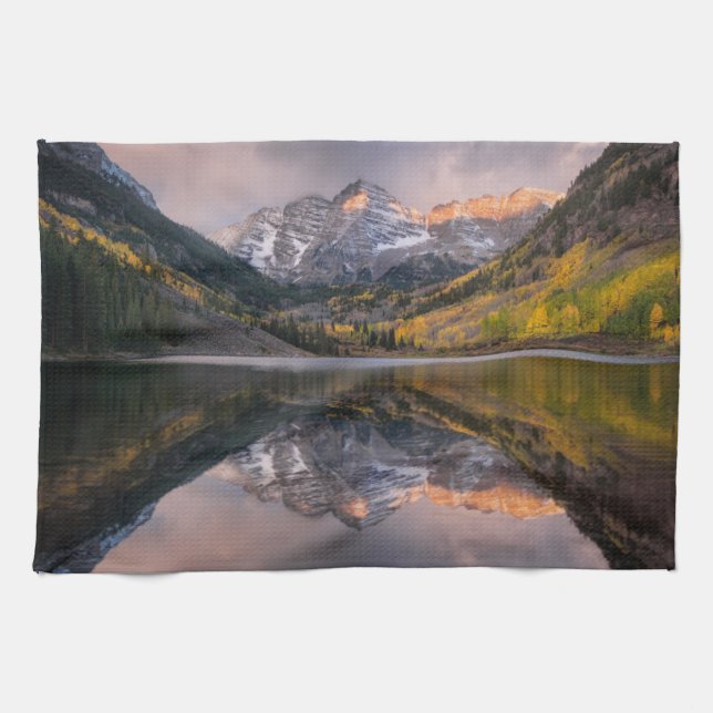 Wasser | Maroon Bells Colorado Geschirrtuch (Horizontal)
