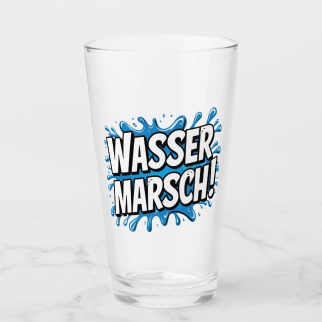"Wasser marsch!" Feuerwehr-Humor Glas (Vorderseite)