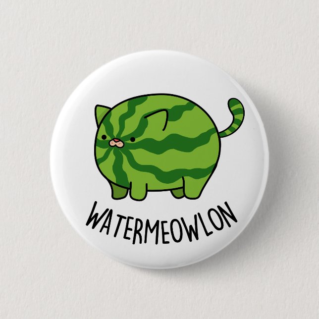Wasser-Mäuse Funny Watermelon Cat Pun Button (Vorderseite)