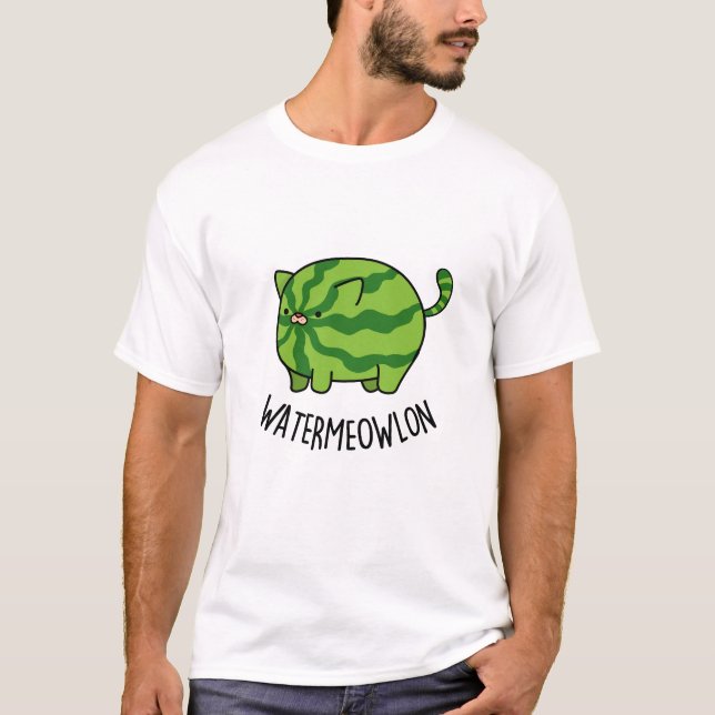 Wasser-Mäuse Funny Watermelon Cat Pun T-Shirt (Vorderseite)