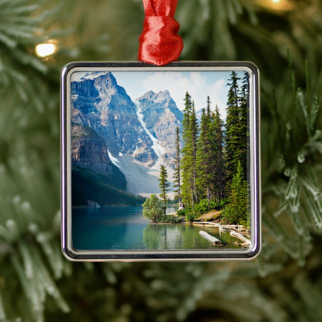 Wasser | Moraine Lake, Kanada Ornament Aus Metall (Baum)