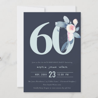 WASSER NAVY BLUSH BLUE BLUE FLORAL 60 JEDER ALTER  EINLADUNG