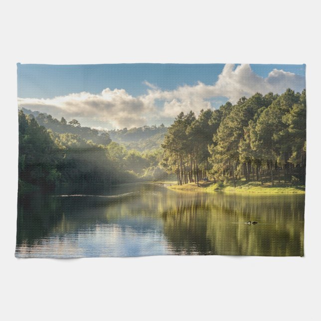 Wasser | Pang Oung Lake & Pine Forest Thailand Geschirrtuch (Horizontal)