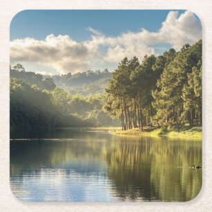 Wasser   Pang Oung Lake & Pine Forest Thailand Rechteckiger Pappuntersetzer