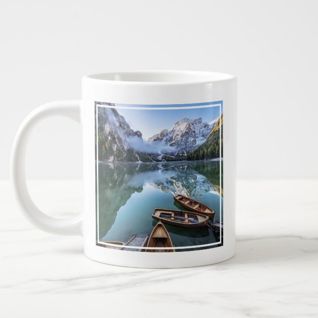 Wasser | Pragser Wildsee Dolomites Italien Jumbo-Tasse (Links)