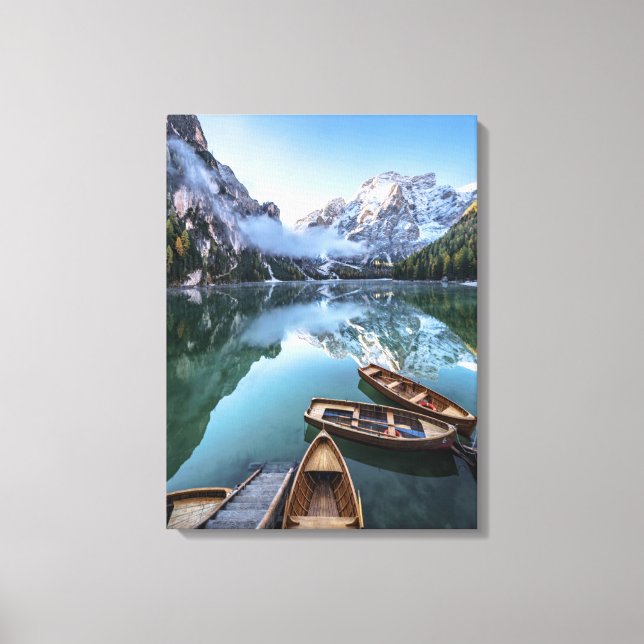 Wasser | Pragser Wildsee Dolomites Italien Leinwanddruck (Vorderseite)