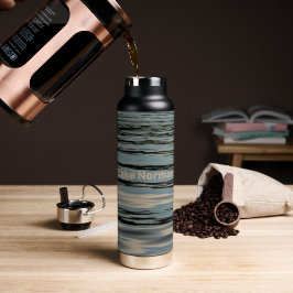 Wasser-Rippling-Waves Blau Beige Schwarz Trinkflasche