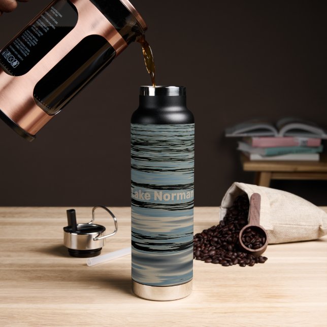 Wasser-Rippling-Waves Blau Beige Schwarz Trinkflasche (Kaffee)