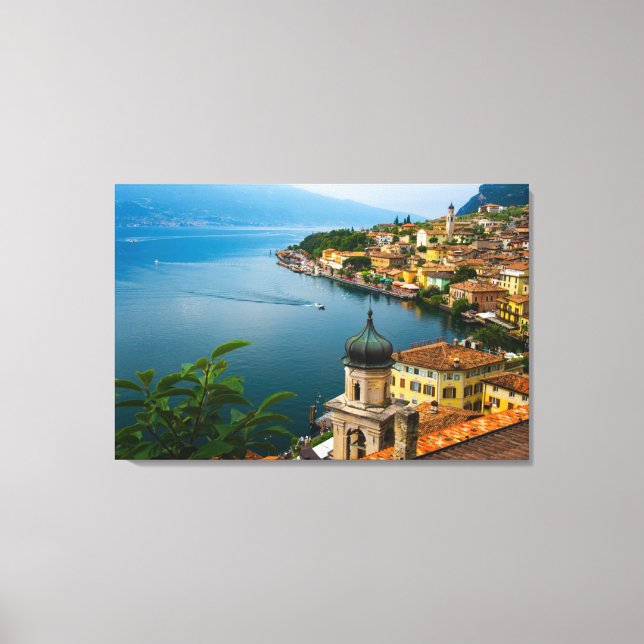 Wasser | San Benedetto Church Lake Garda, Italien Leinwanddruck (Vorderseite)
