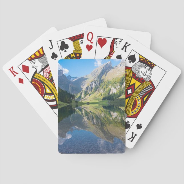 Wasser | Seealpsee Schweizer Alpen Schweiz Spielkarten (Rückseite)