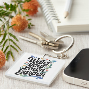 Wasser Sie Ihren eigenen Garten Inspiration Blumen Schlüsselanhänger