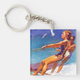 Wasser-Skifahrer durch McClelland Barclay Schlüsselanhänger